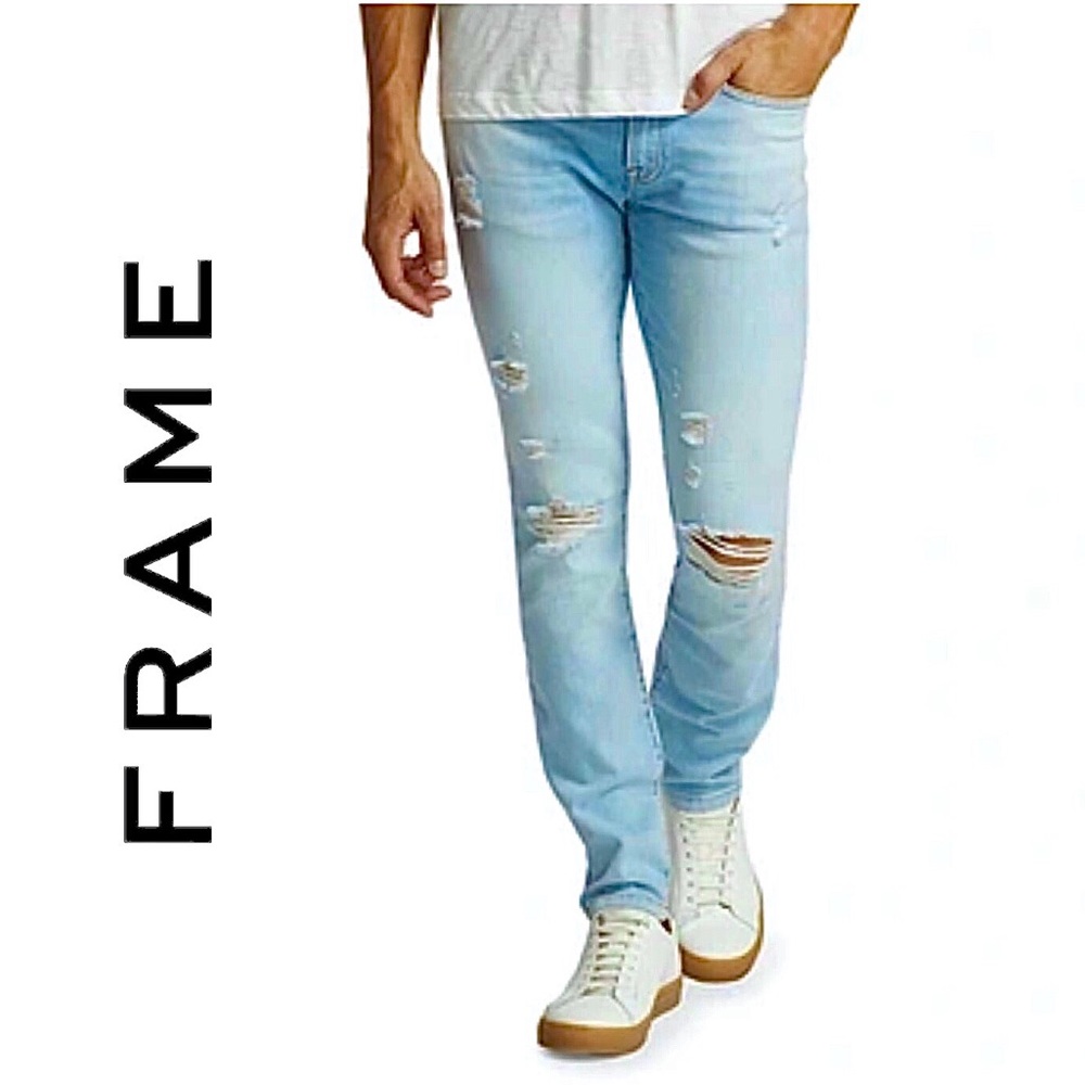 Frame Denim L’Homme Skinny Fit Jeans Destroyed Distressed Slim size 36 Men